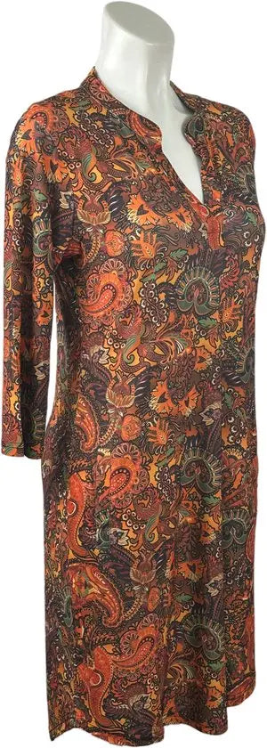 Angelle Milan - Oranje/Bruine travelstof jurk voor Dames - Travelstof - Ademend - Kreukherstellend - Duurzaam - in 5 maten! - Mapsy B.V