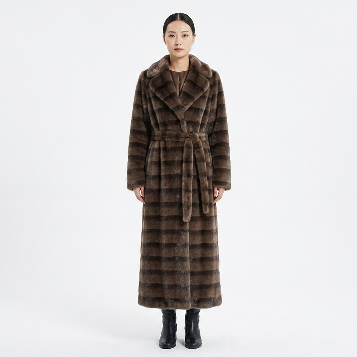 Lange Faux Fur Jas - Ceintuur