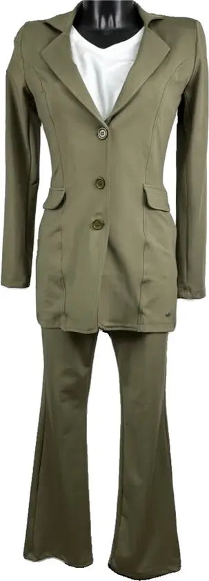 Angelle Milan – travelstof blazer voor dames – Army Jasje met 3 knopen – Ademend – Kreukherstellend – Duurzaam - Mapsy B.V
