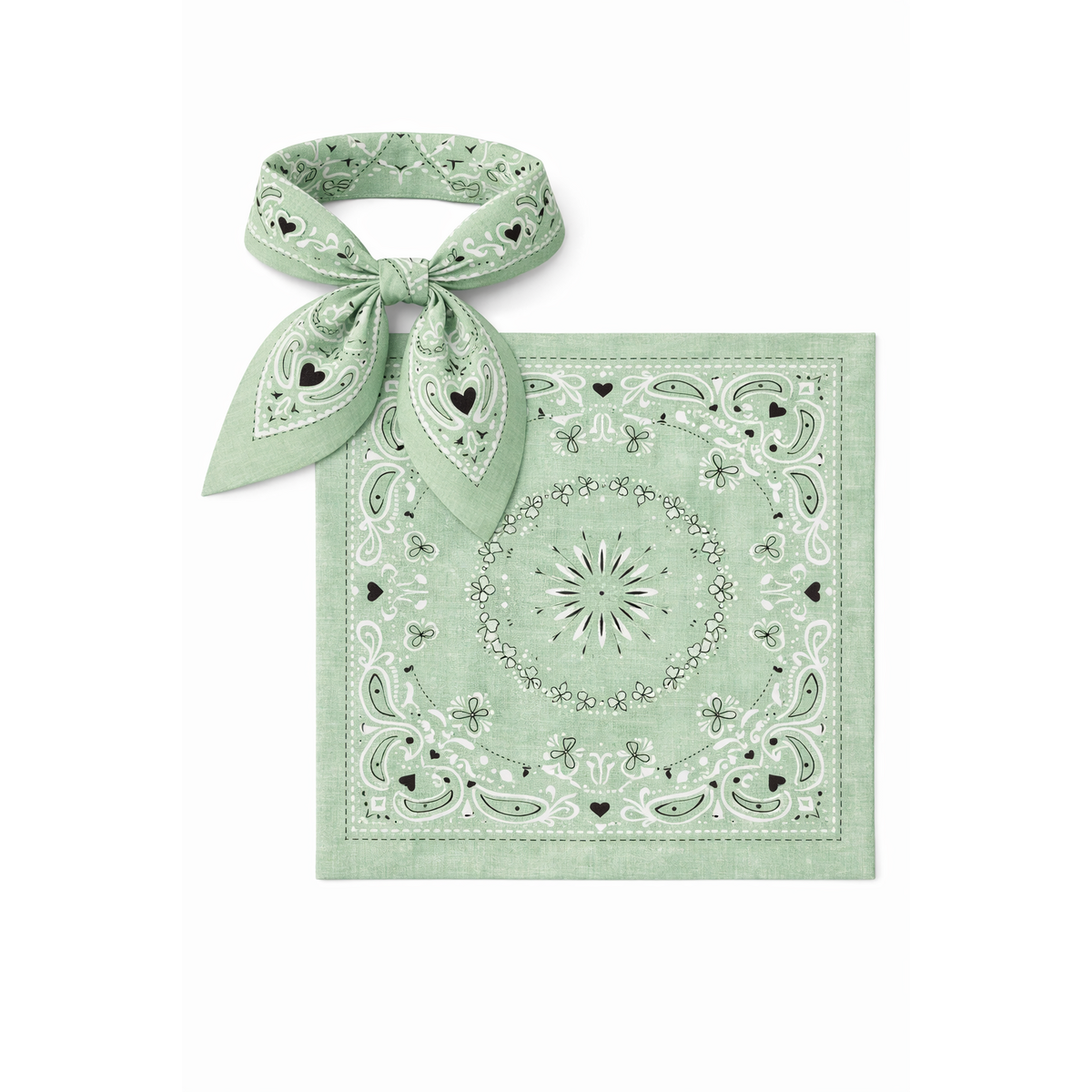HS Sjaal - 70x70 - Hartje Paisley - Katoen - veelzijdig te stylen - 6 kleuren - 70x70 cm - originele variantfoto