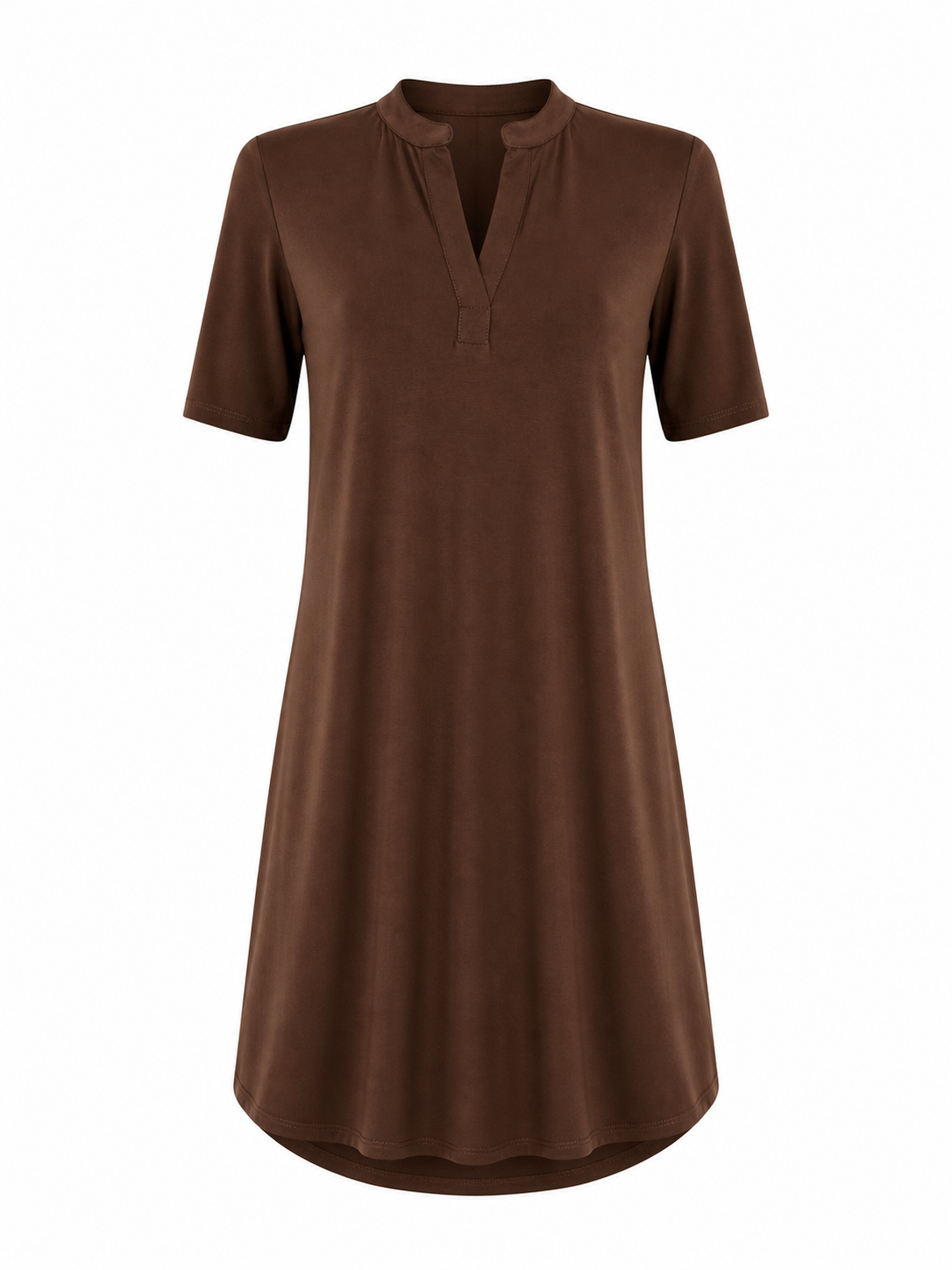 Angelle Milan Travelstof Jurk - Chocoladebruin Effen