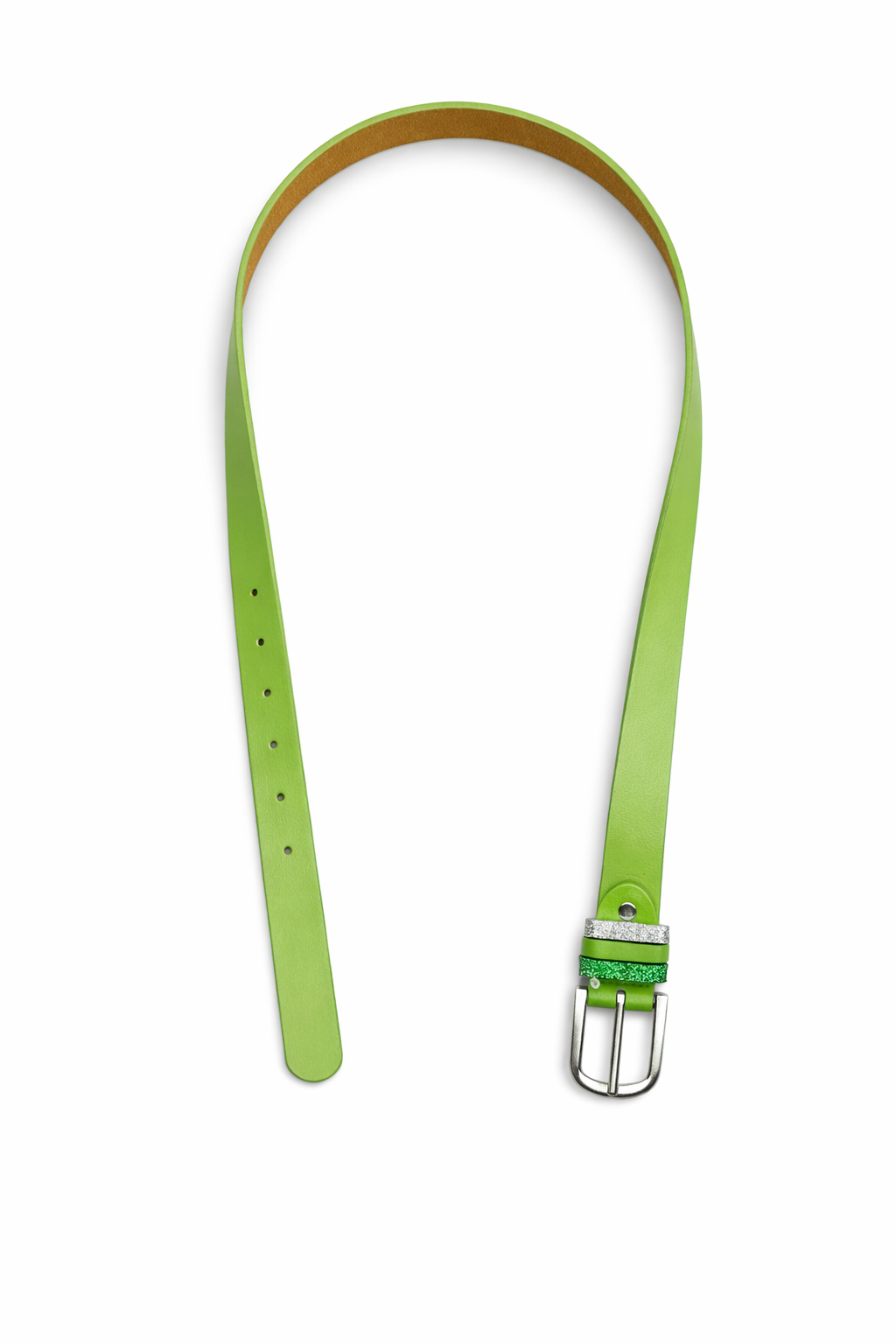 Basic damesriem met zilverkleurige gesp in lichtgroen