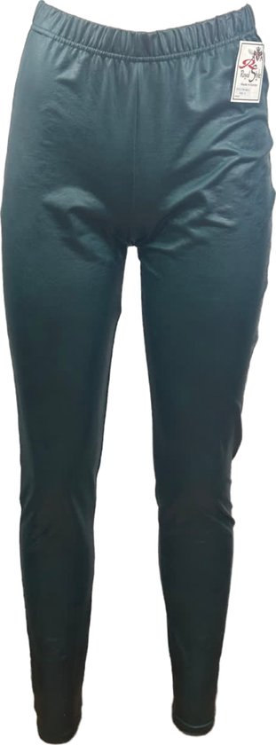 Comfortabele Stretch Leather Look Damesbroek - Petrol met Elastische Tailleband - In 5 maten - Mapsy B.V