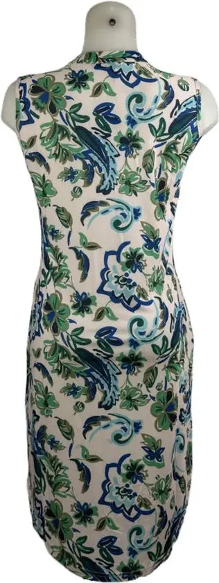 Angelle Milan – Travelkleding voor dames – Mouwloze Blauw/Creme Jurk – Ademend – Kreukherstellend – Duurzame jurk - Mapsy B.V