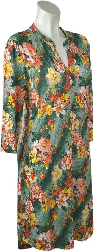 Angelle Milan - Groene Kleurrijke travelstof jurk voor Dames - Travelstof - Ademend - Kreukherstellend - Duurzaam - in 5 maten! - Mapsy B.V