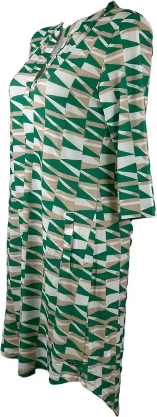 Angelle Milan – Travelkleding voor dames – Groen geblokte Jurk – Ademend – Kreukherstellend – Duurzame jurk - Mapsy B.V