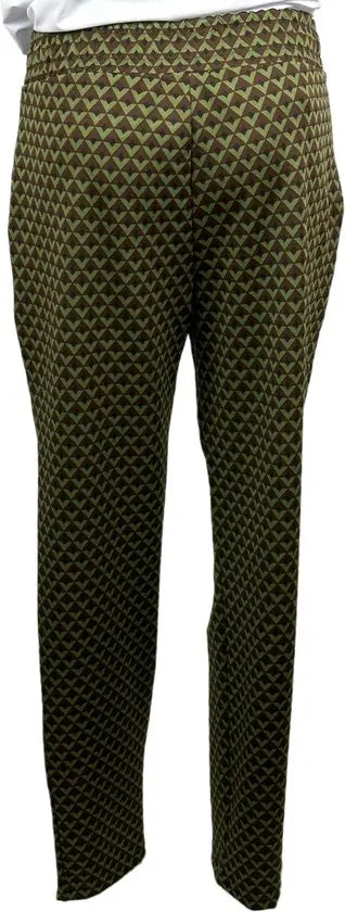 Eventi & Motivi - Casual broek - Geometrisch Groen - Taillekoord - Maat S - In 5 maten beschikbaar!