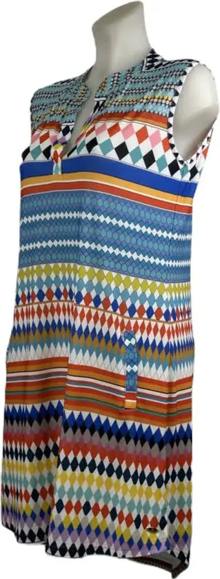 Angelle Milan – travelstof jurk – Mouwloze Multikleur Jurk – Ademend – Kreukherstellend – Duurzame jurk - Mapsy B.V