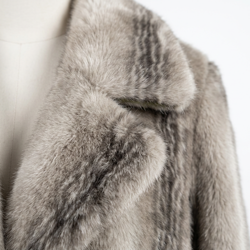 Faux Fur Jas - Grijze streep