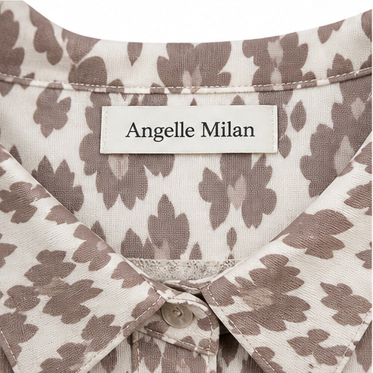 Angelle Milan Travelstof Blouse - Crème Taupe Kleine Bloemenprint