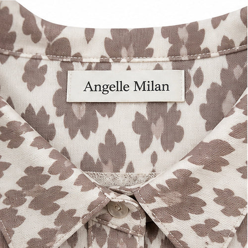 Angelle Milan Travelstof Blouse - Crème Taupe Kleine Bloemenprint