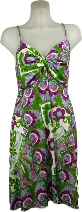 Angelle Milan – travelstof jurk – Groen/Paarse Jurk met Bandjes en Twist - Mouwloos – Ademend – Kreukherstellend – Duurzame jurk - Mapsy B.V