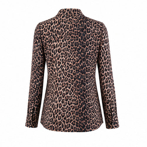 Angelle Milan Travelstof Blouse - Bruin Zwart Luipaardprint