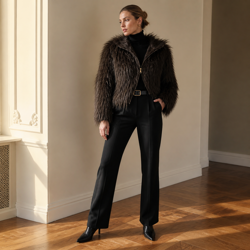 Shaggy Faux Fur Jas met Capuchon - One Size