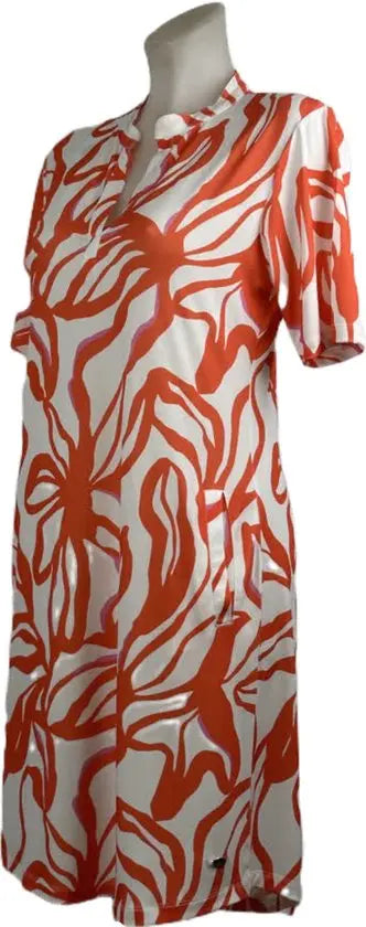 Angelle Milan – Travelkleding voor dames – Oranje bloemen Jurk – Ademend – Kreukvrij – Duurzame Jurk - Mapsy B.V