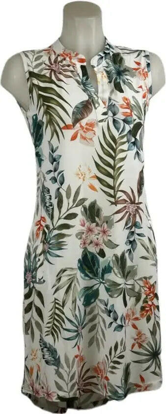 Angelle Milan – travelstof jurk – Mouwloze Wit/multi Jurk – Ademend – Kreukherstellend – Duurzame jurk - Mapsy B.V