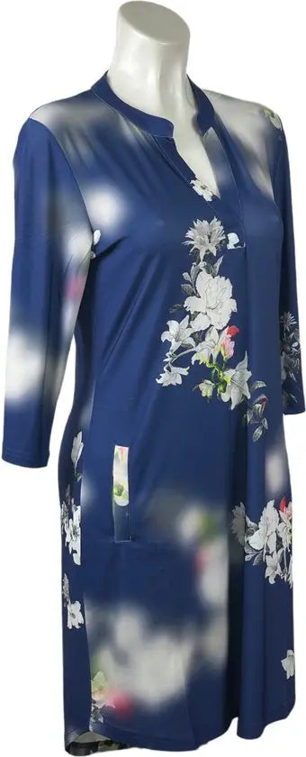 Angelle Milan - Blauwe travelstof jurk voor Dames - Travelstof - Ademend - Kreukherstellend - Duurzaam - in 5 maten! - Mapsy B.V