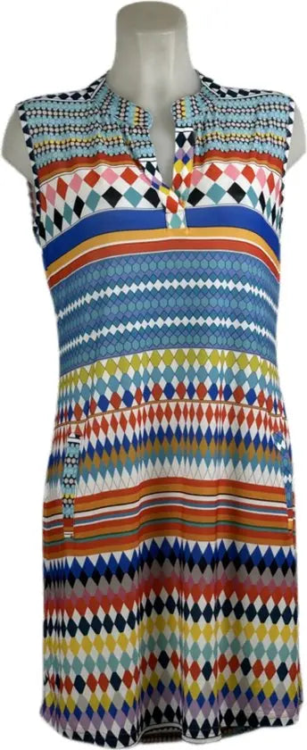 Angelle Milan – travelstof jurk – Mouwloze Multikleur Jurk – Ademend – Kreukherstellend – Duurzame jurk - Mapsy B.V