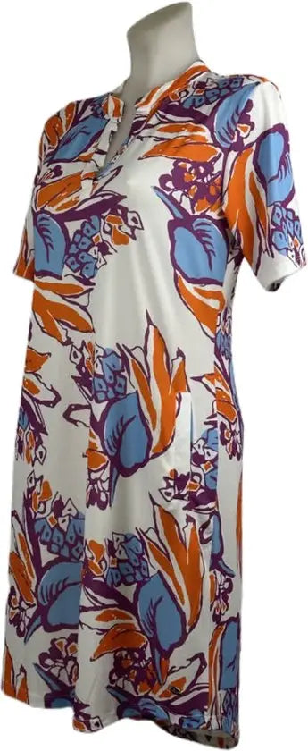 Angelle Milan – Travelkleding voor dames – Oranje/Blauwe Jurk – Ademend – Kreukvrij – Duurzame Jurk - Mapsy B.V