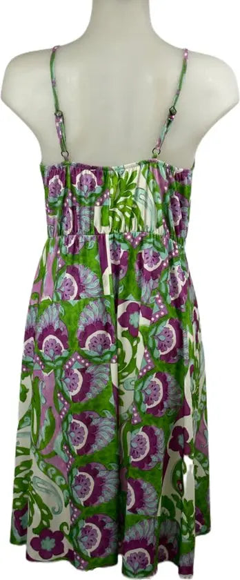 Angelle Milan – travelstof jurk – Groen/Paarse Jurk met Bandjes en Twist - Mouwloos – Ademend – Kreukherstellend – Duurzame jurk - Mapsy B.V
