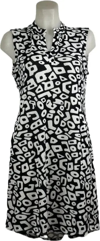 Angelle Milan – Travelkleding voor dames – Mouwloze Zwart/Witte Jurk – Ademend – Kreukherstellend – Duurzame jurk - Mapsy B.V