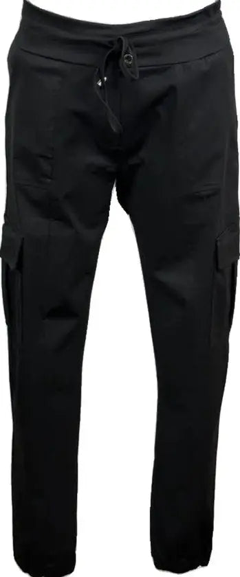 Stella Moretti – travelstof broek voor dames – Cargo Zwart Broek – Ademend – Kreukherstellend – Duurzame Broek - Mapsy B.V
