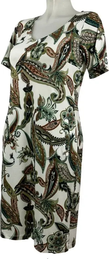 Angelle Milan – travelstof jurk – Groen/witte print Jurk – Ademend – Kreukherstellend – Duurzame jurk - Mapsy B.V