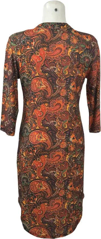 Angelle Milan - Oranje/Bruine travelstof jurk voor Dames - Travelstof - Ademend - Kreukherstellend - Duurzaam - in 5 maten! - Mapsy B.V