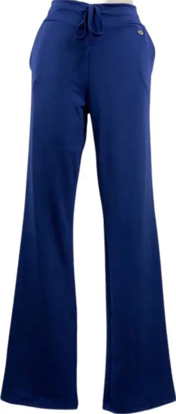 Angelle Milan – travelstof broek voor dames – Blauwe Broek met Wijde Pijpen – Ademend – Kreukherstellend – Duurzame Broek - Mapsy B.V