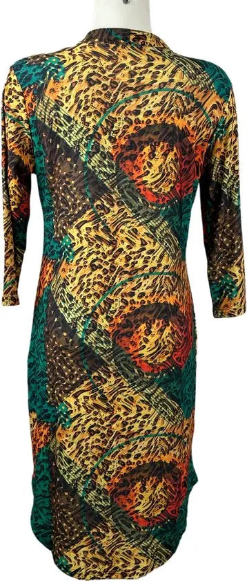 Angelle Milan - Geel/Groene travelstof jurk voor Dames - Travelstof - Ademend - Kreukherstellend - Duurzaam - in 5 maten! - Mapsy B.V