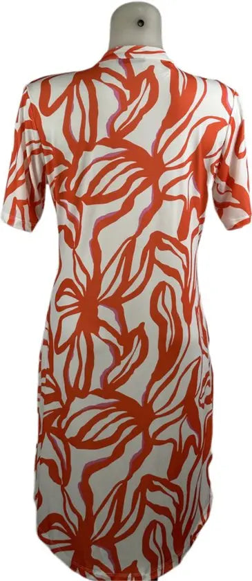Angelle Milan – Travelkleding voor dames – Oranje bloemen Jurk – Ademend – Kreukvrij – Duurzame Jurk - Mapsy B.V