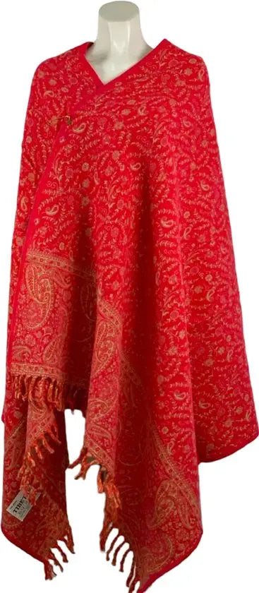 Elegante Rode Paisley Sjaal met Franjes - Te gebruiken als Sjaal en Omslagdoek - in 2 kleuren - Comfortabel en Warm - Mapsy B.V