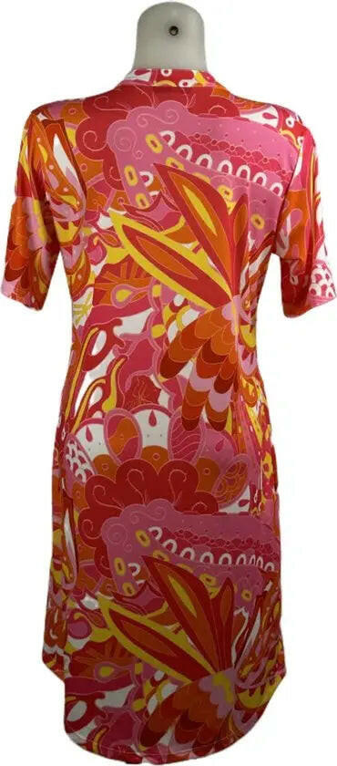 Angelle Milan – Travelkleding voor dames – Multiroze Jurk Ademend – Kreukvrij – Duurzame Jurk - Mapsy B.V