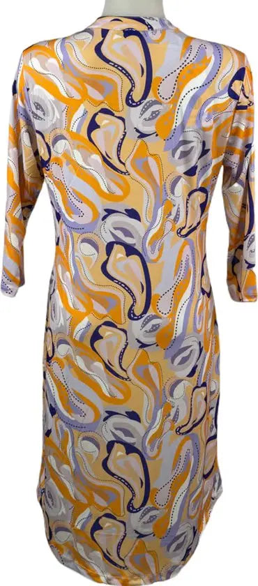 Angelle Milan – travelstof jurk – Geel/Lila Jurk – Ademend – Kreukherstellend – Duurzame jurk - Mapsy B.V
