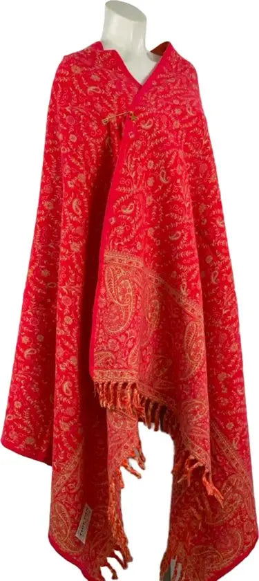 Elegante Rode Paisley Sjaal met Franjes - Te gebruiken als Sjaal en Omslagdoek - in 2 kleuren - Comfortabel en Warm - Mapsy B.V