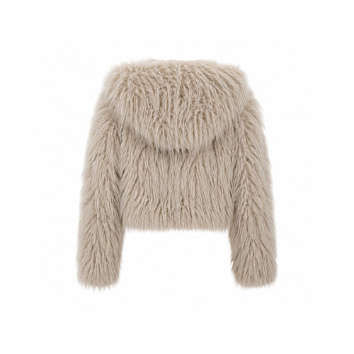 Shaggy Faux Fur Jas met Capuchon - One Size