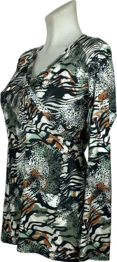 Angelle Milan – travelstof blouse – Mint zwart/witte Blouse – Ademend – Kreukvrij – Duurzame Blouse - Mapsy B.V