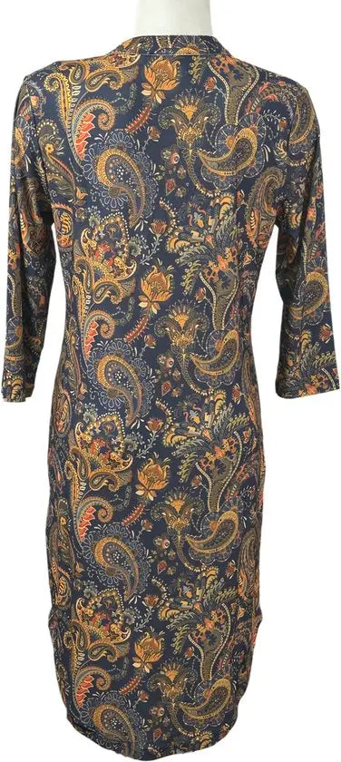 Angelle Milan - Oranje/Blauwe travelstof jurk voor Dames - Travelstof - Ademend - Kreukherstellend - Duurzaam - in 5 maten! - Mapsy B.V