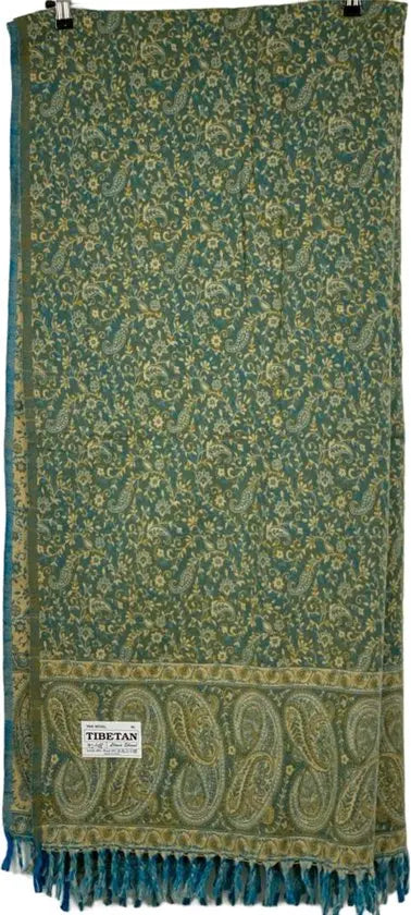 Elegante Groene Paisley Sjaal met Franjes - Te gebruiken als Sjaal en Omslagdoek - in 2 kleuren - Comfortabel en Warm