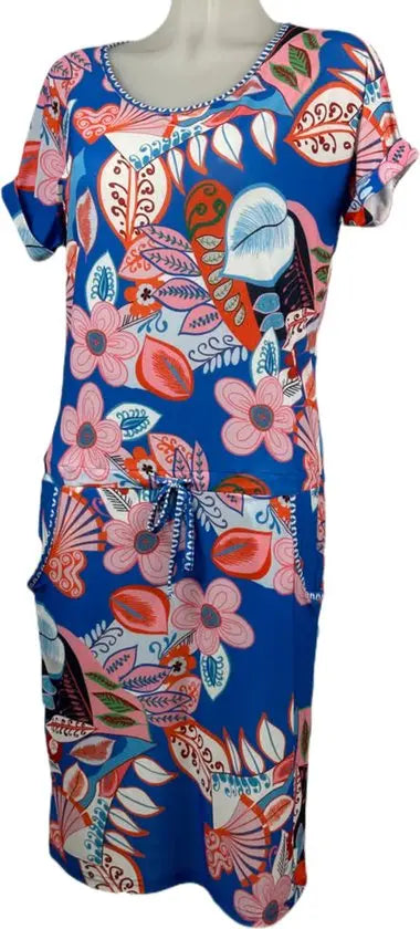 Angelle Milan – travelstof jurk voor dames – Rood/Blauwe Strik Jurk – Ademend – Kreukherstellend – Duurzame jurk - Mapsy B.V