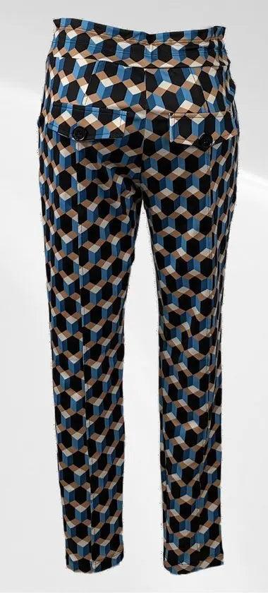 Angelle Milan - Casual travelstof broek - Blokjes met ruiten - Met taillekoord - Travelstof - In 5 maten beschikbaar - Mapsy B.V
