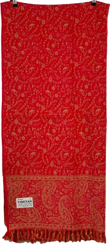 Elegante Rode Paisley Sjaal met Franjes - Te gebruiken als Sjaal en Omslagdoek - in 2 kleuren - Comfortabel en Warm - Mapsy B.V