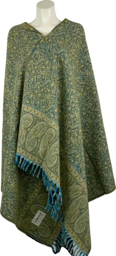 Elegante Groene Paisley Sjaal met Franjes - Te gebruiken als Sjaal en Omslagdoek - in 2 kleuren - Comfortabel en Warm