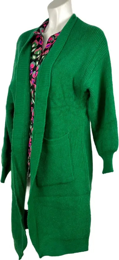 Fascino wintervest Collectie - Dames Lange Vest - Levendig Groen - Zachte Acryl Mix - Casual Comfort - One Size - Mapsy B.V