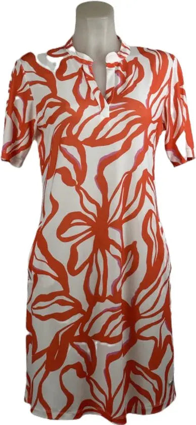 Angelle Milan – Travelkleding voor dames – Oranje bloemen Jurk – Ademend – Kreukvrij – Duurzame Jurk - Mapsy B.V