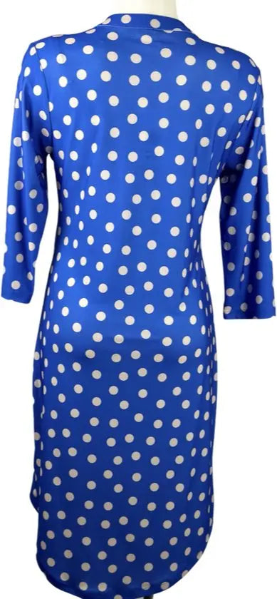 Angelle Milan - travelstof jurk - Blauw/Creme Jurk - Ademend - Kreukherstellend - Duurzame zomerjurk - in 5 maten! - Mapsy B.V