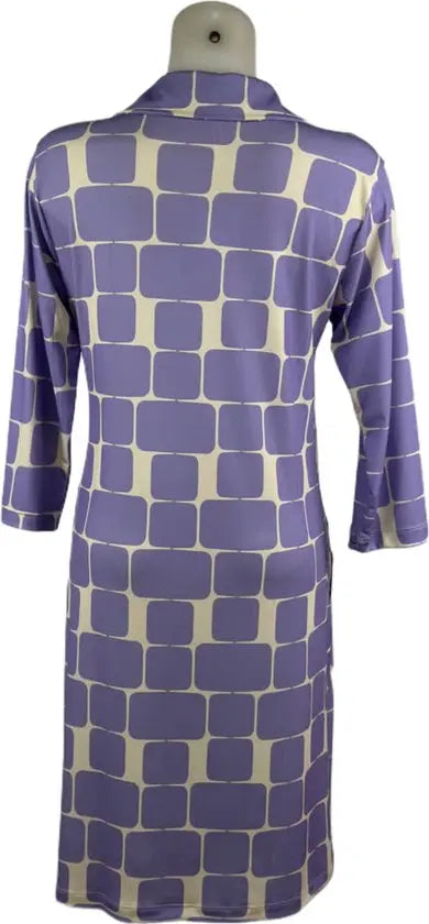 Angelle Milan – travelstof jurk voor dames – Lila blocks Jurk – Ademend – Kreukherstellend – Duurzame jurk - Mapsy B.V