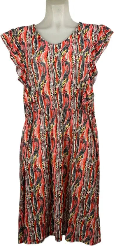 Angelle Milan – travelstof jurk – Rode Print Mouwloze Jurk – Ademend – Kreukherstellend – Duurzame jurk - Mapsy B.V