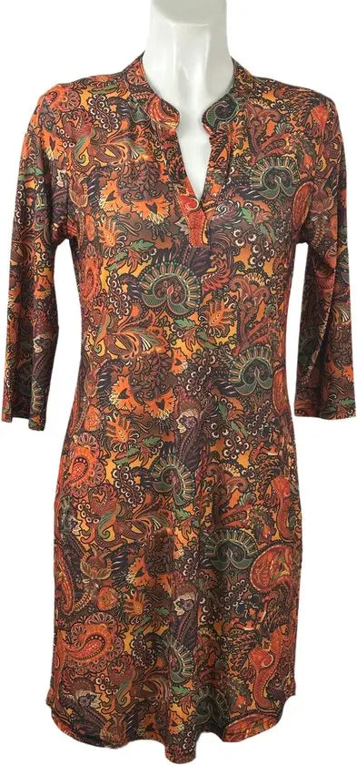 Angelle Milan - Oranje/Bruine travelstof jurk voor Dames - Travelstof - Ademend - Kreukherstellend - Duurzaam - in 5 maten! - Mapsy B.V