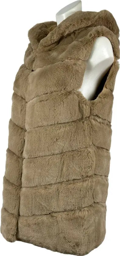 Elegante Dames Faux Fur Bodywarmer met Capuchon – Warm en Zacht - Beschikbaar in 6 stijlvolle kleuren - One Size - Camel